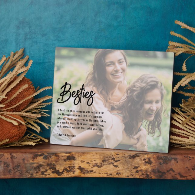Modern Best Friend Besties Photo Plaque (Side)