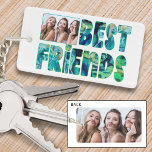 Modern BEST FRIENDS 2 Photos Teal Turquoise Keychain<br><div class="desc">Create your own unique and memorable photo keychain featuring 2 pictures for your besties or BFF with this fun typography title design of BEST FRIENDS in multi-colour tones of teal, turquoise, blue and green watercolor on one side and a full-bleed photo on the back. ASSISTANCE: For help with design modification,...</div>