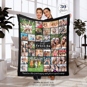 Modern BEST FRIENDS 30 Photo Collage Personalized Fleece Blanket