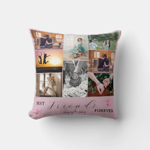 Modern Best Friends 4-Ever 6 Photo Collage Throw Pillow