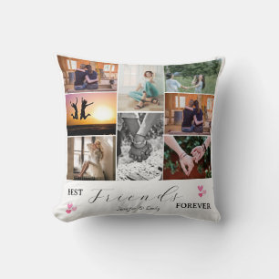 Modern Best Friends 4-Ever 6 Photo Collage Throw Pillow