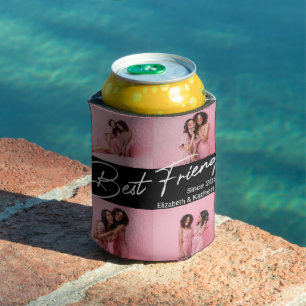 Modern Best Friends 4 Photo Collage Gift Can Cooler