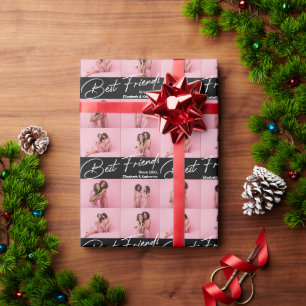 Modern Best Friends 4 Photo Collage Gift Wrapping Paper
