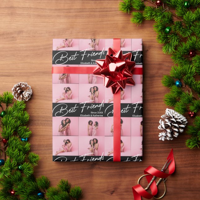 Modern Best Friends 4 Photo Collage Gift Wrapping Paper (Holiday Gift)