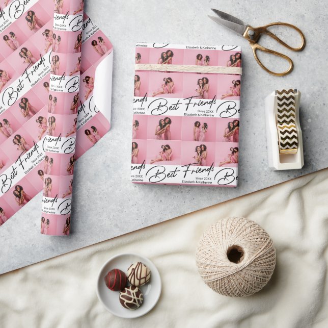 Modern Best Friends 4 Photo Collage Gift Wrapping Paper (Crafts)