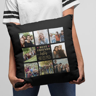 Modern best friends 8 photo collage keepsake throw pillow