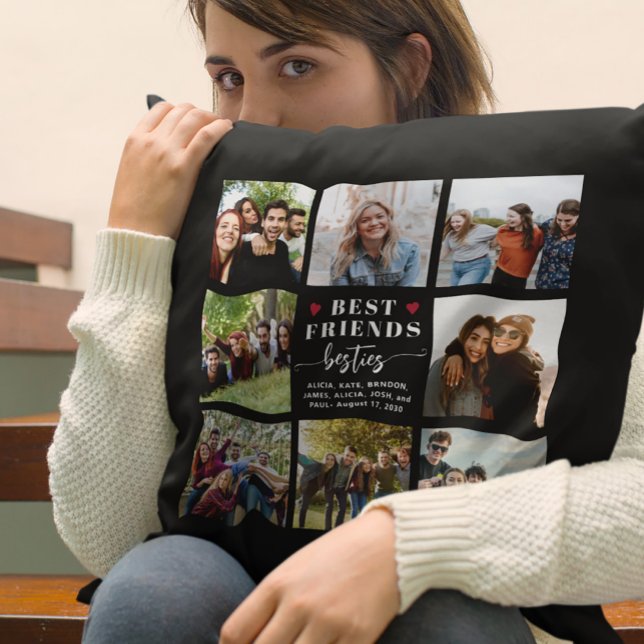 Modern best friends 8 photo collage keepsake throw pillow (Creator Uploaded)