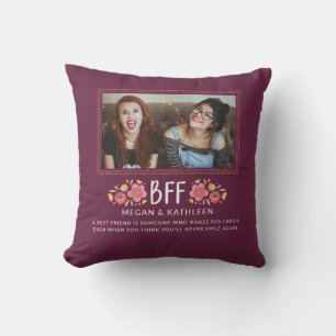 Modern Best Friends Besties Photo Throw Pillow