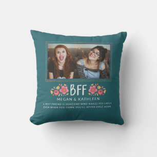 Modern Best Friends BFF Photo Throw Pillow