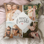 Modern Best Friends Bff Script Photo Throw Pillow<br><div class="desc">A best friends photo pillow with room for 4 photos on the front and back. Personalize it with photos of your friends. Designed for you by Blackberry Boulevard.</div>