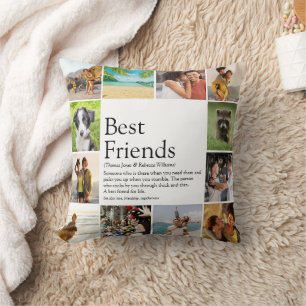 Modern Best Friends Definition Photo Collage Throw Pillow