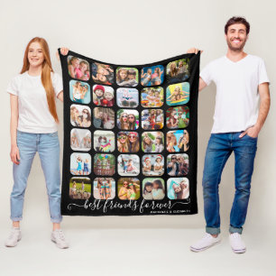 Modern BEST FRIENDS FOREVER 30 Photo Collage Fleece Blanket