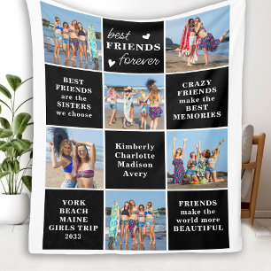Modern Best FRIENDS Forever Custom Photo Collage Fleece Blanket