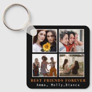 Modern Best Friends Forever Photo Collage Bestie Keychain