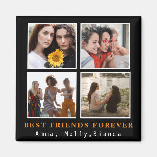 Modern Best Friends Forever Photo Collage Bestie Magnet