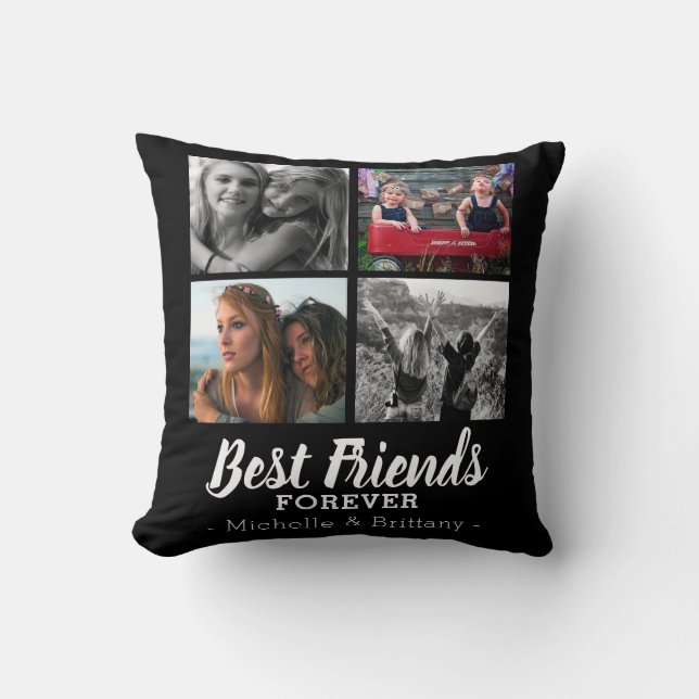 Modern Best Friends Forever Photo Throw Pillow (Front)
