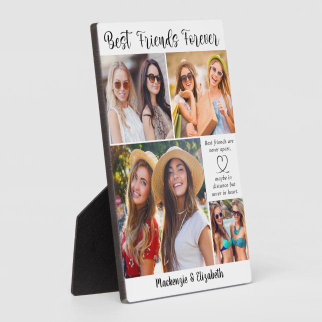 Modern Best Friends Photo Collage BFF Quote Plaque (Side)
