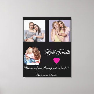 Modern Best Friends Photo Grid Keepsake Gift Plaqu Canvas Print