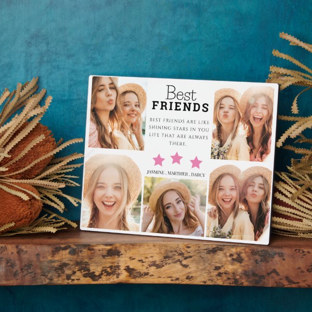 Modern Best Friends Photo Grid Keepsake Gift Plaque (Side)