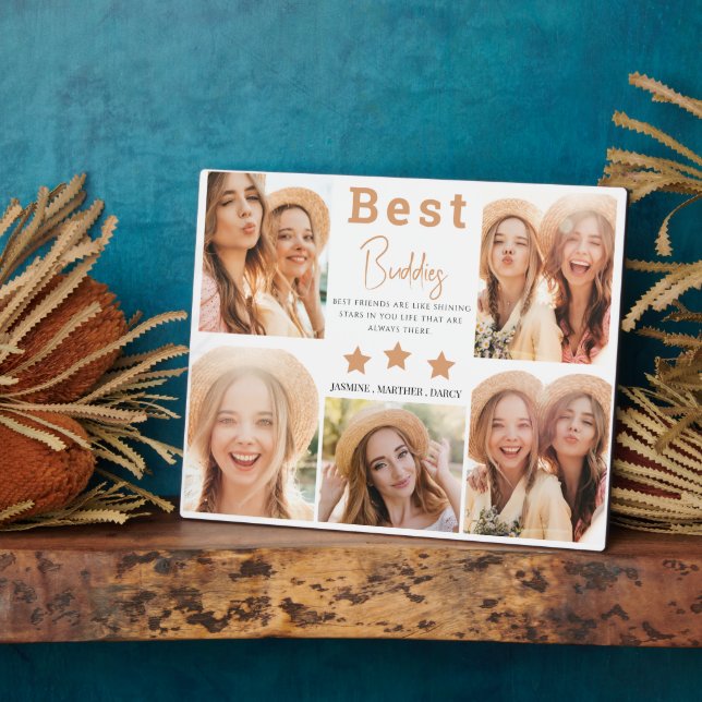 Modern Best Friends Photo Grid Keepsake Gift Plaque (Side)
