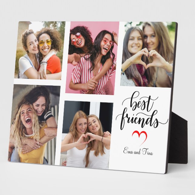 Modern Best Friends Photo Grid Keepsake Plaque (Side)
