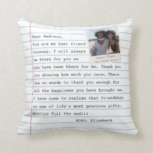 Modern Best Friends Photo Notebook Letter Message Throw Pillow