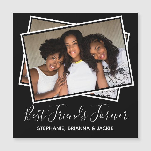 Modern Best Friends Photo Personalized Fun Black (Front)
