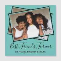 Modern Best Friends Photo Personalized Teal Magnet