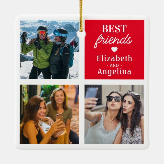 Modern Best Friends Picture Ceramic Ornament (Back)