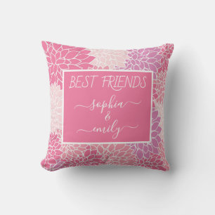 Modern Best Friends Script Name Pink Dahlia Throw Pillow
