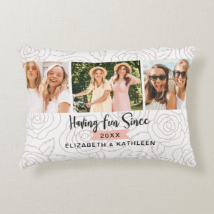 Modern Best Friends Script Photo Accent Pillow