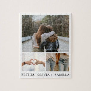 Modern Best Friends Simple Besties Photo Collage Jigsaw Puzzle