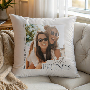 Modern Best Friends Typography Photo Throw Pillow