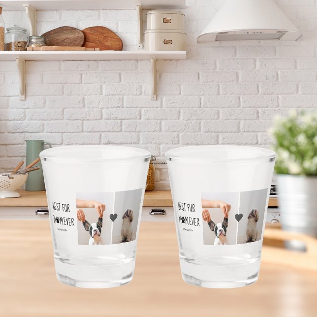 Modern Best Fur Mom Ever | Dog Photo Shot Glass (Creator Uploaded)