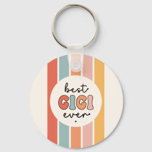 Modern Best Gigi Ever Cute Retro Grandma Keychain