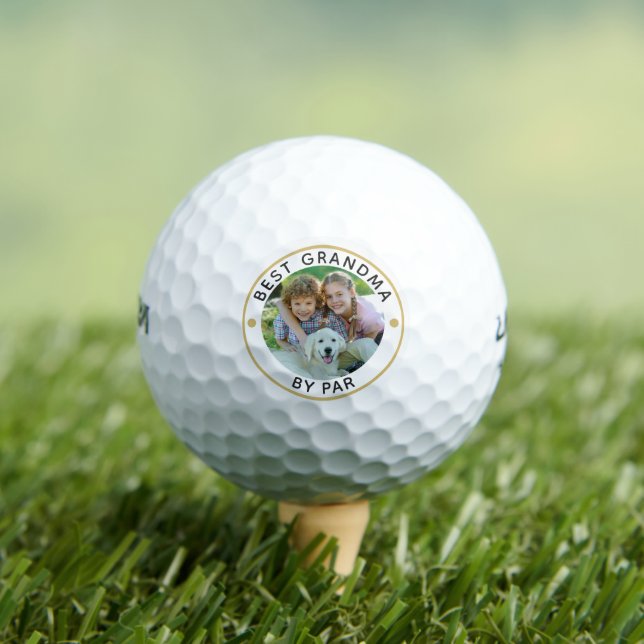 Modern BEST GRANDMA BY PAR Photo Personalized Golf Balls (Insitu Tee)