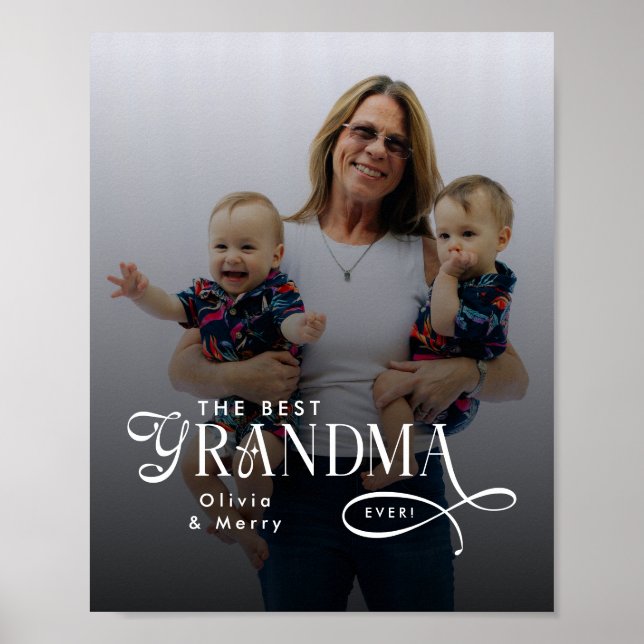 Modern Best Grandma Ever Photo Personalized Poster (Front)