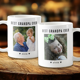 Modern Best Grandpa Ever 2 Photo Personalized Coffee Mug