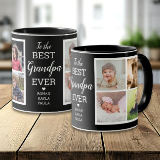 Modern Best Grandpa Ever 8  Photo Collage Black Mug