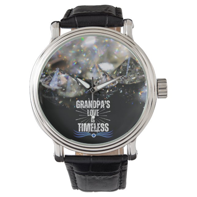 Modern Best Grandpa Ever Diamond Keepsake Simple  Watch (Front)