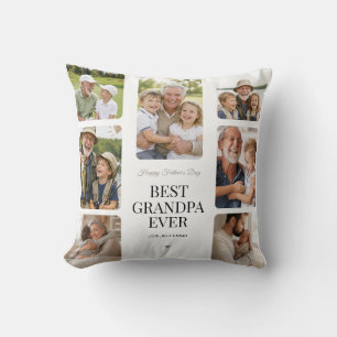 Modern Best Grandpa Ever Multi Photo Collage Throw Pillow