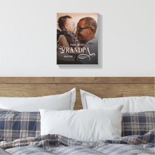 Modern Best GrandPa Ever Photo Personalized Canvas Print