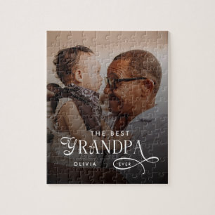 Modern Best GrandPa Ever Photo Personalized Jigsaw Puzzle