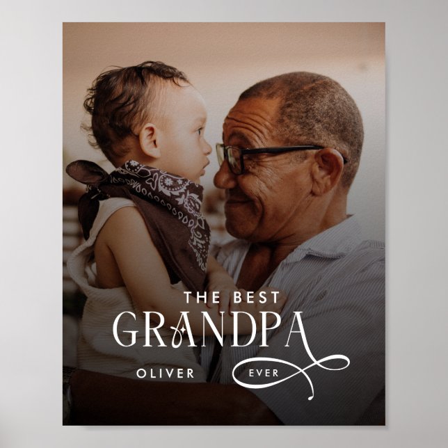 Modern Best GrandPa Ever Photo Personalized Poster (Front)