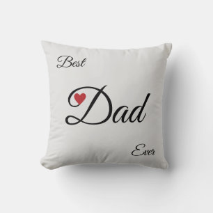 Modern Best Heart Dad on Silver Grey Throw Pillow