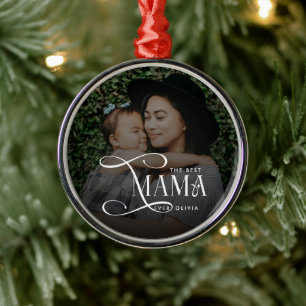 Modern Best Mama Ever Photo Mothers Day Gifts Metal Ornament