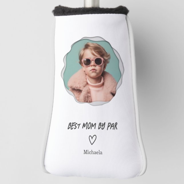 Modern Best Mom by Par Photo Mother Golf Head Cover (Rotate 90)
