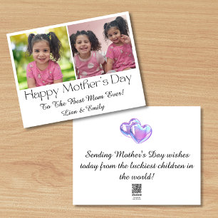 Modern Best Mom Ever 2 Photo Collage Mother's Day  Holiday Card