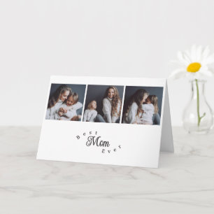 Modern Best Mom Ever 3 Photo Mother's Day Card