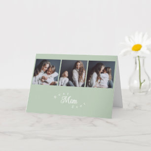 Modern Best Mom Ever 3 Photo Mother's Day Card